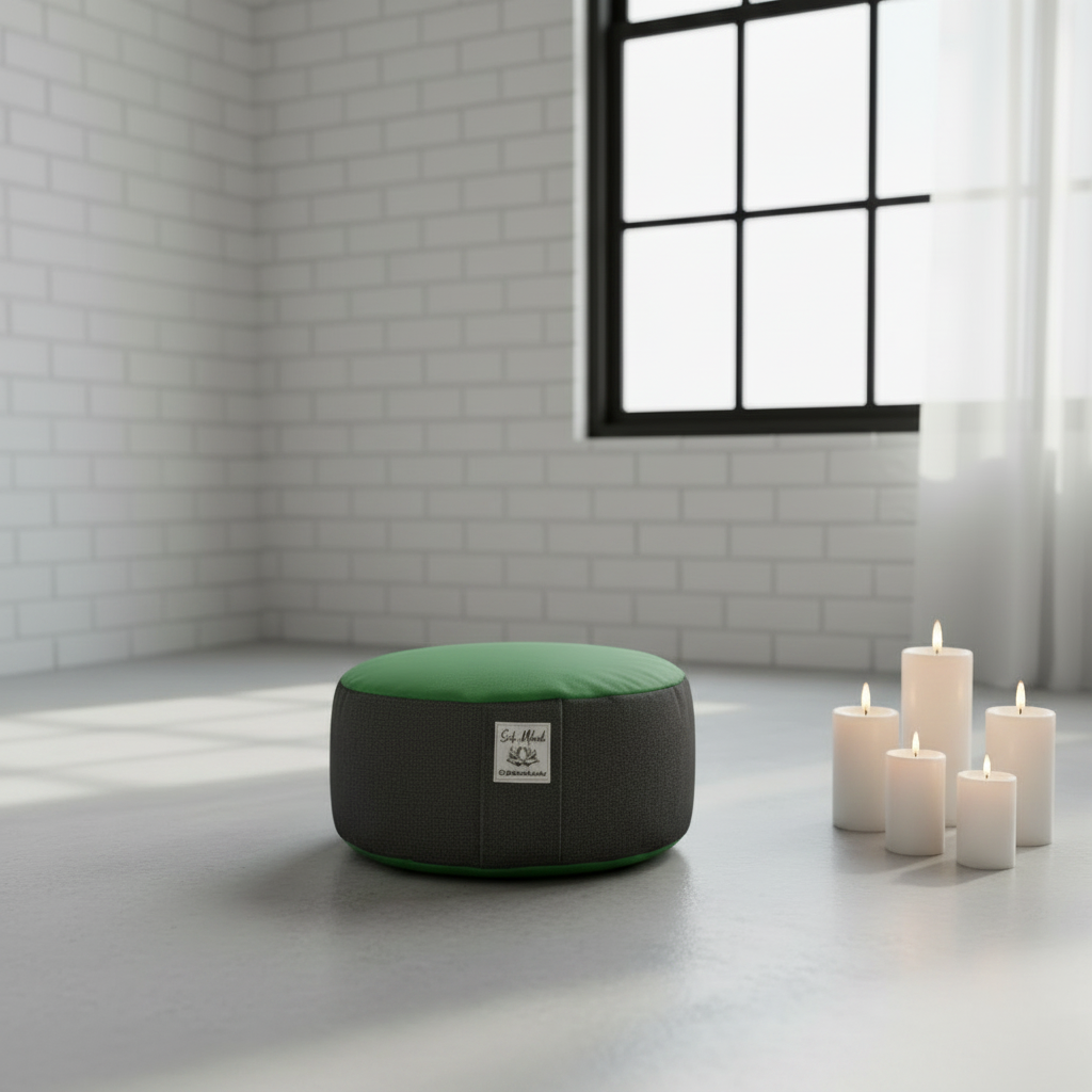 Zafu verde SoHo con velas